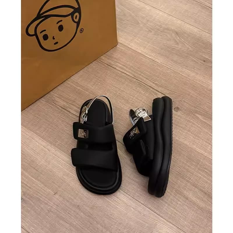 黒靴 コンフォートストラップサンダル