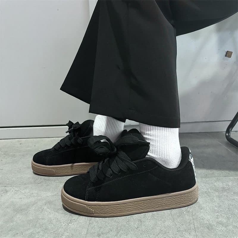 黒靴 クラシカル スエード 厚底スニーカー